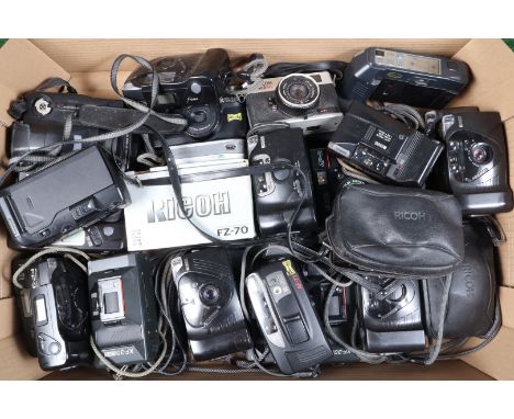 A Tray of Ricoh Compact Cameras, 30 approx examples; models including 500 ME, FF-9, FF-3, R1, XF-30, FF-700, a Mirai bridge c