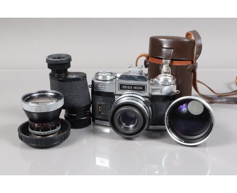 A Zeiss Ikon Contaflex Super BC SLR Camera Outfit, comprising a Super BC body, serial no N 94698, body G, brassing around bat