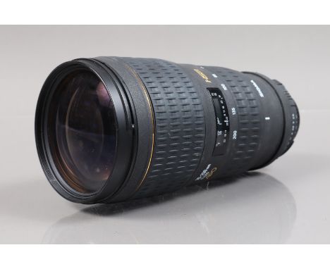 A Sigma 70-200mm f/2.8 APO HSM Lens, Nikon AF mount, serial no 1005237, barrel G, elements F-G, haze and dust to front and re