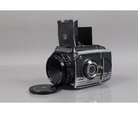 A Zenza Bronica S2 Camera, serial no CB 16890, shutter working, body G, some lifting to leatherette top of viewing hood and L