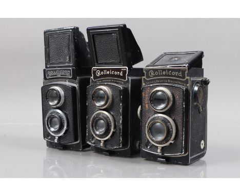 Two Rolleicord Ia and a Rolleicord I TLR Cameras, a Rolleicord Ia Type 3, serial no 1006481, body F, Compur shutter working, 