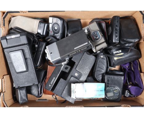 A Tray of Various Cameras, including a No 1A Autographic Kodak Jr folding camera, a Canon 110ED 20 110 cartridge camera and C