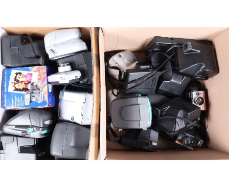 Two Boxes of Polaroid Instant Cameras, 32 approx examples; models including SLR 680, Swinger II, Super Shooter Plus, Instant 