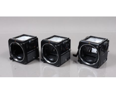 Three Zenza Bronica SQ-Ai Camera Bodies, shutters untested, battery light not working on test, all with focusing screens, win