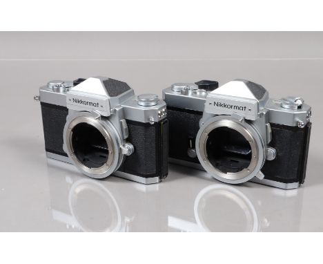 Two Nikkormat FTN SLR Camera Bodies, both shutters working, both meters responsive, self timers working, bodies G, light wear
