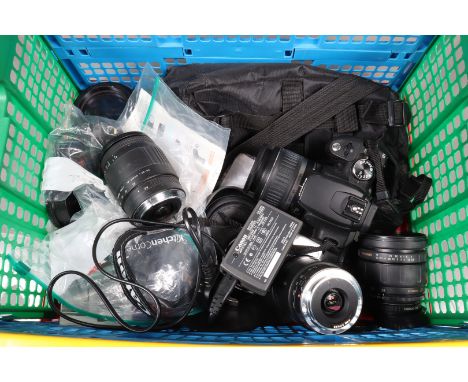 A Canon 350D DSLR Camera,  powers up, shutter working, appears to function as should, body G, some wear, with EFS 18-55mm f/3