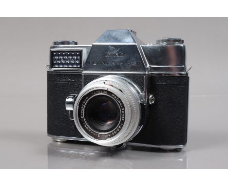 A Kodak Retina Reflex III SLR Camera, shutter working, meter responsive, body G, light wear, with Schneider Kreuznach 50mm f/