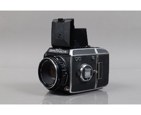 A Zenza Bronica EC  Medium Format Camera, chrome, serial no CB323269, intermittent fault with shutter, appears working then o