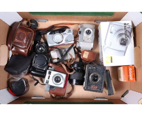 Cameras and Related Items, including a Finetta 88, shutter fires, surface oxidisation to body, P-F, elements F, a Kodak Auto 