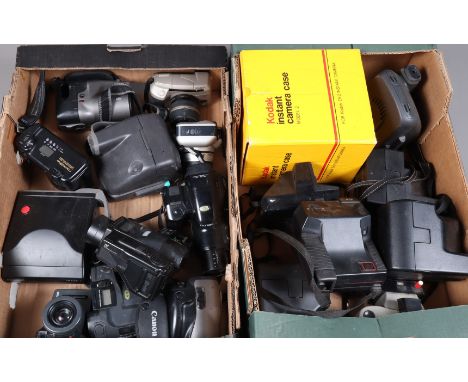 Two Trays of Polaroid and Bridge Cameras, including a Polaroid Vision, Image 2, One Step Flash, Autofocus 600,600, other Pola