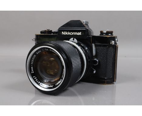 A Nikon Nikkormat FT3 SLR Camera, black, serial no 6115725, shutter working, meter responsive, self timer working, body F-G, 