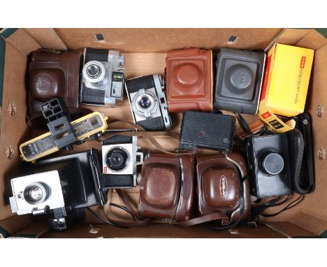 A Tray of Viewfinder Cameras, 35mm and 110 examples, manufactures including Kodak Voigtländer, Minolta, Korrol and other exam