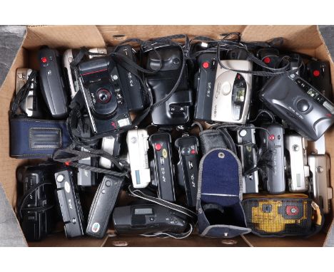 A Tray of Minolta Compact Cameras, 30 approx examples; models including AF-E, AF-Z,  Riva AF35c, Riva AF35, Riva Zoom 90c, Ve