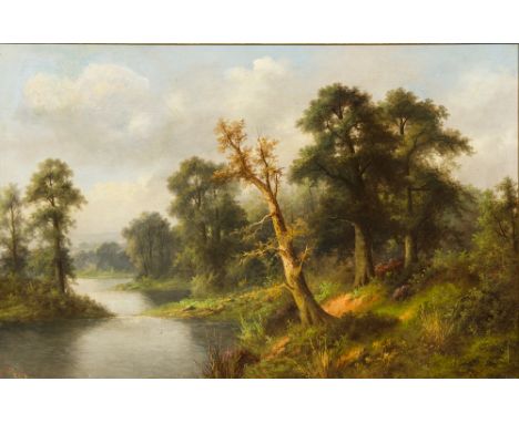 ADA STONE (1874-1916) BritishRiver LandscapeOil on canvas, signed, framed. 75 x 49.5 cm. CONDITION REPORTS: Generally good, w