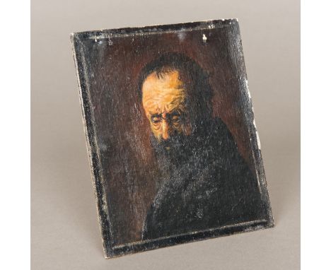 CONTINENTAL SCHOOL (19th century)Portrait of an Elderly Bearded MonkOil on canvas laid down, unframed.  15 x 18.5 cm. CONDITI