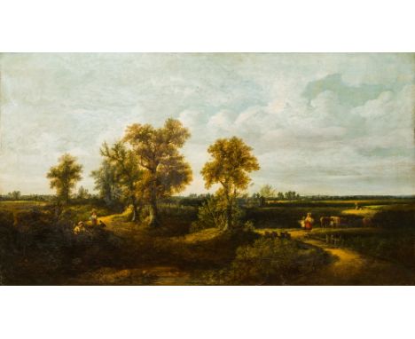 EDWARD CHARLES WILLIAMS (1807-1881) BritishFigures in an Extensive Norfolk LandscapeOil on canvas, framed.  105 x 59.5 cm. Pr