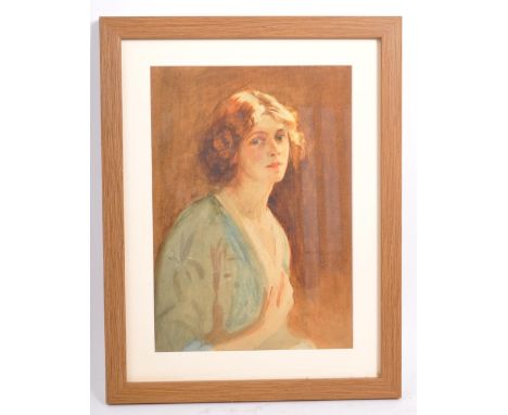 Marjorie Cole - A 20th century circa. 1930's watercolour portrait painting to depict an unmanned female sitter with red hair 