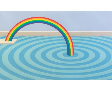 Patrick Hughes (b 1939) Limited Edition screen print entitled 'Splash of Colour' 1982 61/200. Measures approx 92cm x 63cm, fr