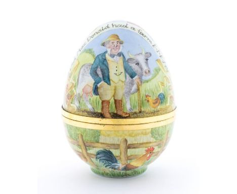 Elliot Hall: 'Old Mac Donald' limited edition enamel egg box 30/75 signed by the artist E Todd with box and certificate. No s