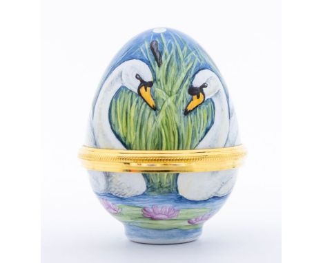 Elliot Hall: 'The Royal Swans Egg Box' limited edition enamel 19/25 signed by the artist Fiona Bakewell wiht box and certific