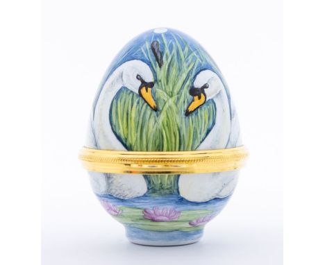 Elliot Hall: 'The Royal Swans Egg Box' limited edition enamel 19/25 signed by the artist Fiona Bakewell wiht box and certific