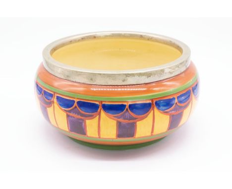 Clarice Cliff - An early "Original Bizarre" Newport Pottery bowl, colourway of orange and green lines background with added A