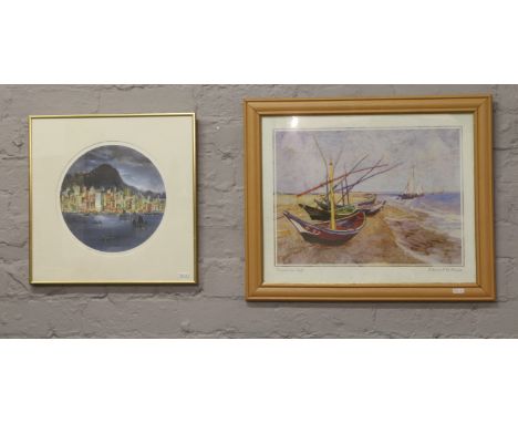 Vincent Van Gough print along with a limited edition print 431/400 Hong Kong view signed Tam San Mok.