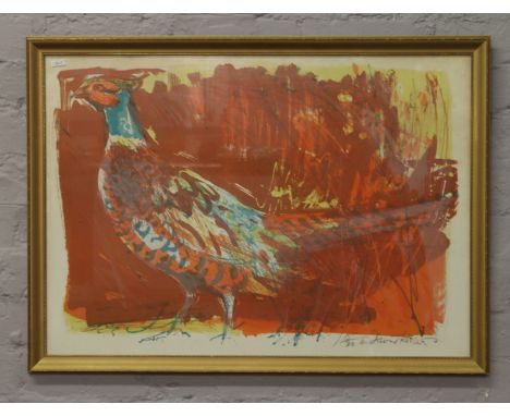 A gilt frame David Kosler lithograph of a pheasant, number 15/30.