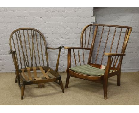 Two Ercol nursing chairs with spindle backs.