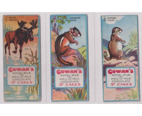 Cigarette &amp; trade cards, Animals, Cowan's Animal Cards (set, 24 cards, fair/gd), Bryant &amp; May Top Dogs (matchbooks, s