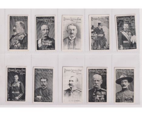 Cigarette cards, Richard Lloyd &amp; Sons, Boer War Celebrities, (14/25) including Lord Kitchener (creased), Lord Roberts, Si