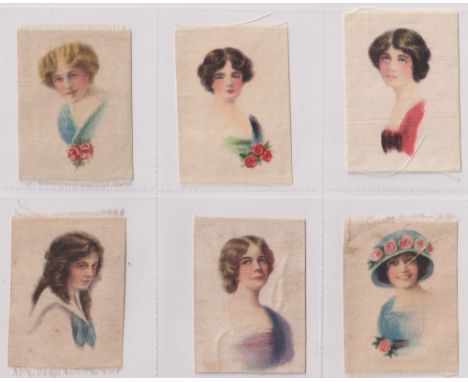 Tobacco silks, USA, Anon (BAT), Beauties, 'M' size (set, 25 silks) (2 mounted on card, some toning &amp; slight edge fraying,