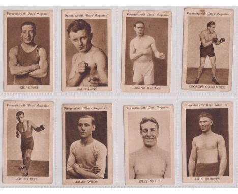 Trade cards, Boys Magazine, Boxers, 'M' size (set, 8 cards) inc. Jack Dempsey (some slight marks, gd) 