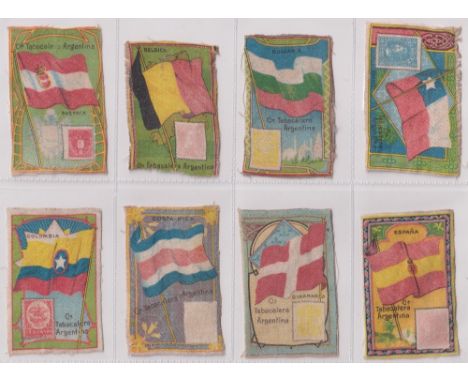 Tobacco silks, Argentina, Compania Tabacalera, Flags &amp; Stamps, 'M' size, 23 different (some creasing &amp; toning, fair/g