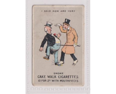 Cigarette card, M. Pezaro &amp; Son, Song Titles Illustrated, type card, 'I Said How Are Yer?' (corners slightly rounded, gd)