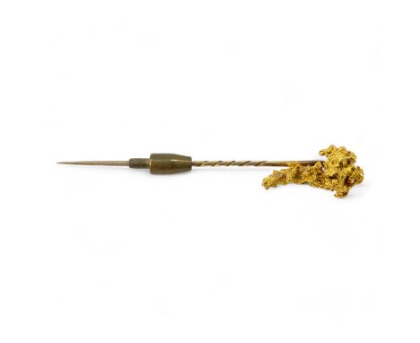 A natural form gold nugget - fashioned into a stick pin, 8.8g.
