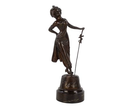 Lady In A Tricorn Hat Bronze  Raised on a marble socle base Height 30cm