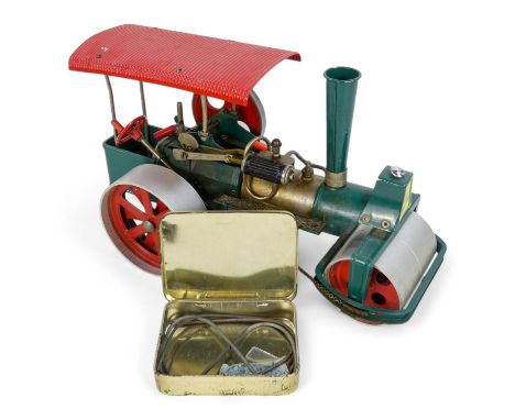 A Mamod live steam roller 'Old Smoky' - in red and green livery, 33cm long