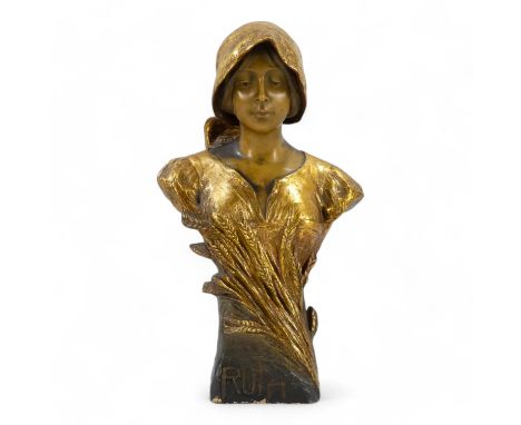 A Goldscheider terracotta bust of Ruth, by Emmanuel Joseph Simon (1873-1932) - titled on the plinth, with raised plate mark a