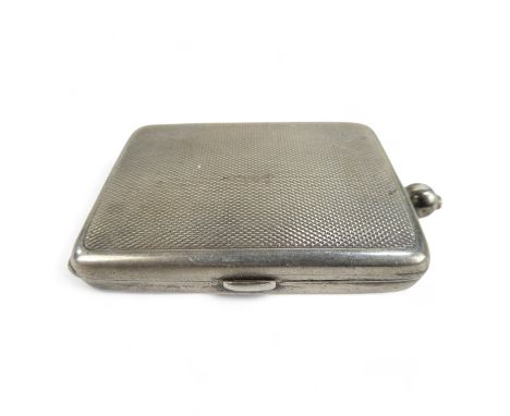 An Asprey silver compact of rectangular form - Chester 1914, with engine turned decoration, 5.4 x 3.9cm.