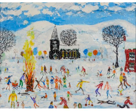 # Simeon STAFFORD (British b. 1956)  The Carol Singers, Boxing Day Oil on canvas Signed lower left, signed, dated 17.1.18  an