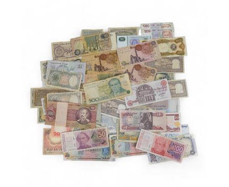 A quantity of foreign banknotes - to include Argentina, Brazil, Egypt, France, India, Venezuela, Indonesia, Mexico, Holland, 