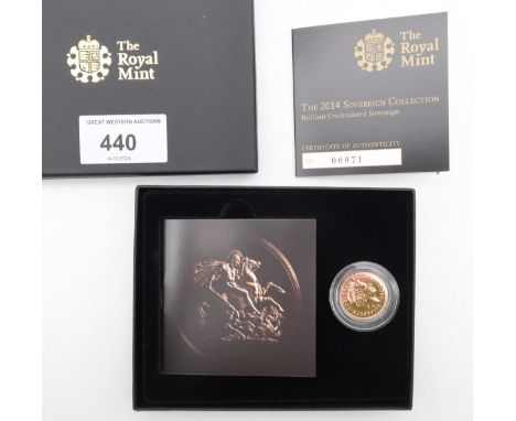 ELIZABETH II&nbsp;(1952-2022) 1 Sovereign 2014 Obverse fourth crowned portrait of HM Queen Elizabeth II right, wearing the Gi