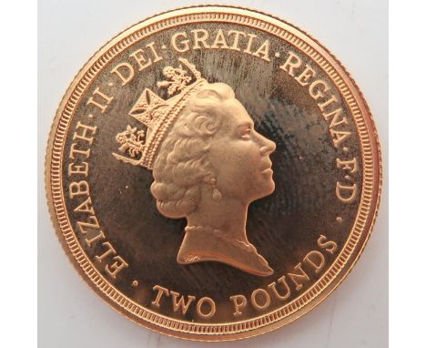 ELIZABETH II&nbsp;Commonwealth Games; Gold Proof 2 Pounds&nbsp;XIII Commonwealth Games, Edinburgh 1986 Obverse third crowned 