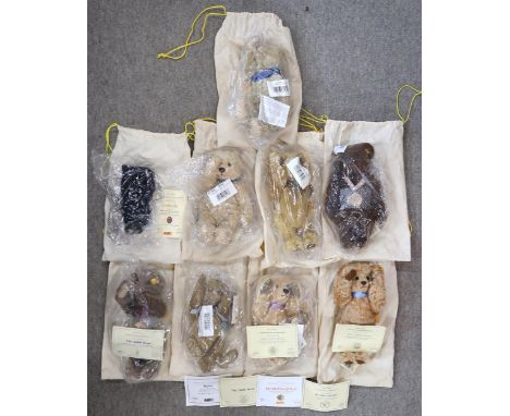 Nine contemporary Steiff bears, to include year bears produced for the Danbury Mint, mostly sealed within their original pack
