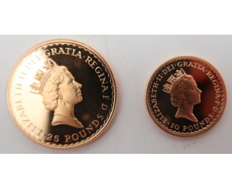 ELIZABETH II&nbsp;3rd portrait; 1/4 oz Fine Gold&nbsp;25 Pounds 1987&nbsp; Obverse third crowned portrait of HM Queen Elizabe