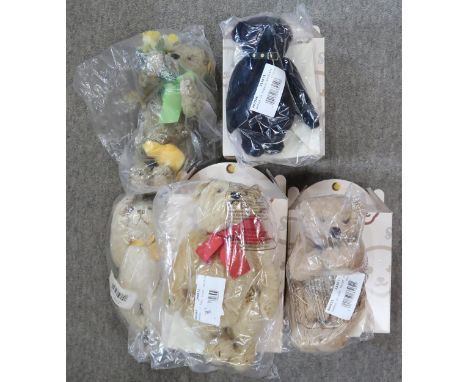 Five contemporary Steiff bears, including examplles produced for the Danbury Mint, sealed within their original packaging, th