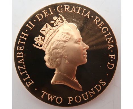 ELIZABETH II&nbsp;UEFA Euro 1996 Gold Proof 2 Pounds&nbsp; Obverse third crowned portrait of HM Queen Elizabeth II right, wea