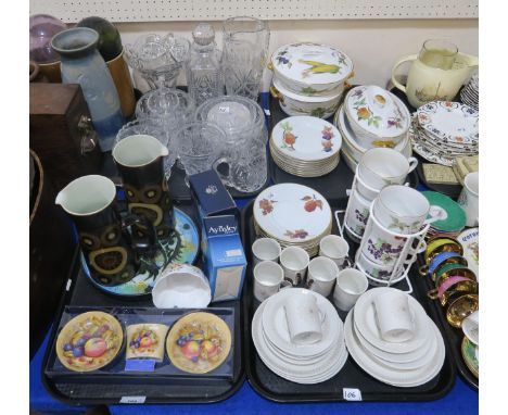 An Aynsley Orchard Gold boxed set, a pair of Denby Arabesque water jugs, assorted crystal, Royal Worcester Evesham tablewares