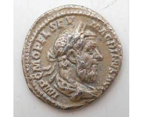 Macrinus (Marcus Opellius Macrinus)&nbsp;(217-218)&nbsp; 1/2 Denarius&nbsp;SEAR 1957 Obverse bust of Macrinus, laureate, long